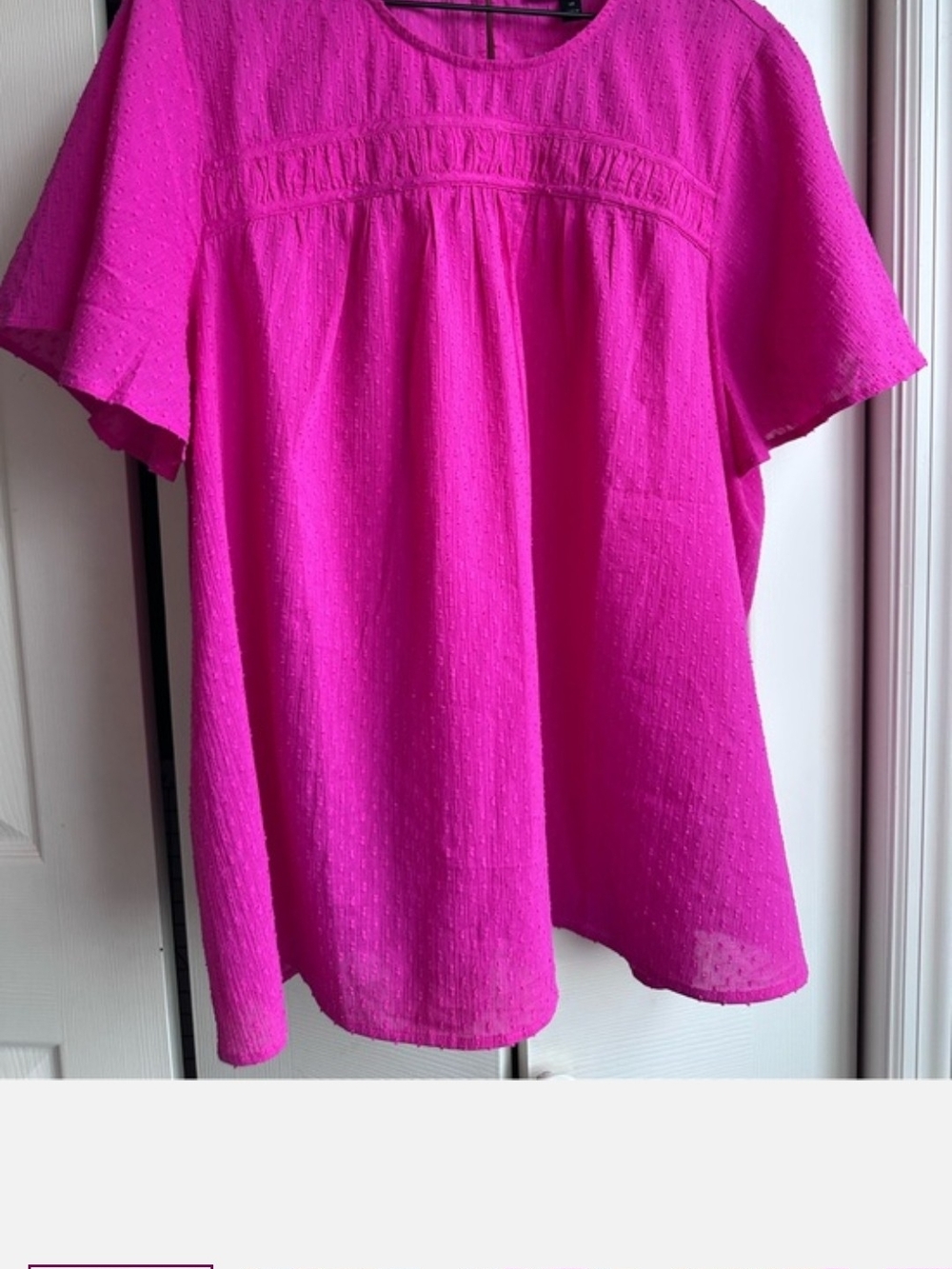 Lane Bryant Fuchsia Short Sleeve Peasant Blouse